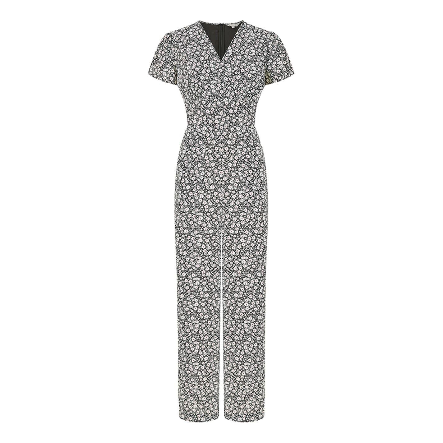 Black - Front - Yumi Womens-Ladies Ditsy Floral Jumpsuit
