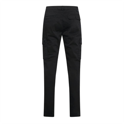 Black - Back - Replay Mens Cotton Denim Slim Cargo Trousers