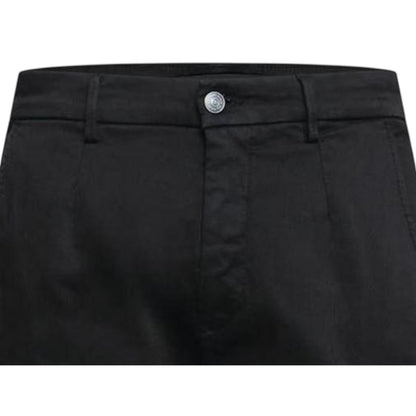 Black - Side - Replay Mens Cotton Denim Slim Cargo Trousers