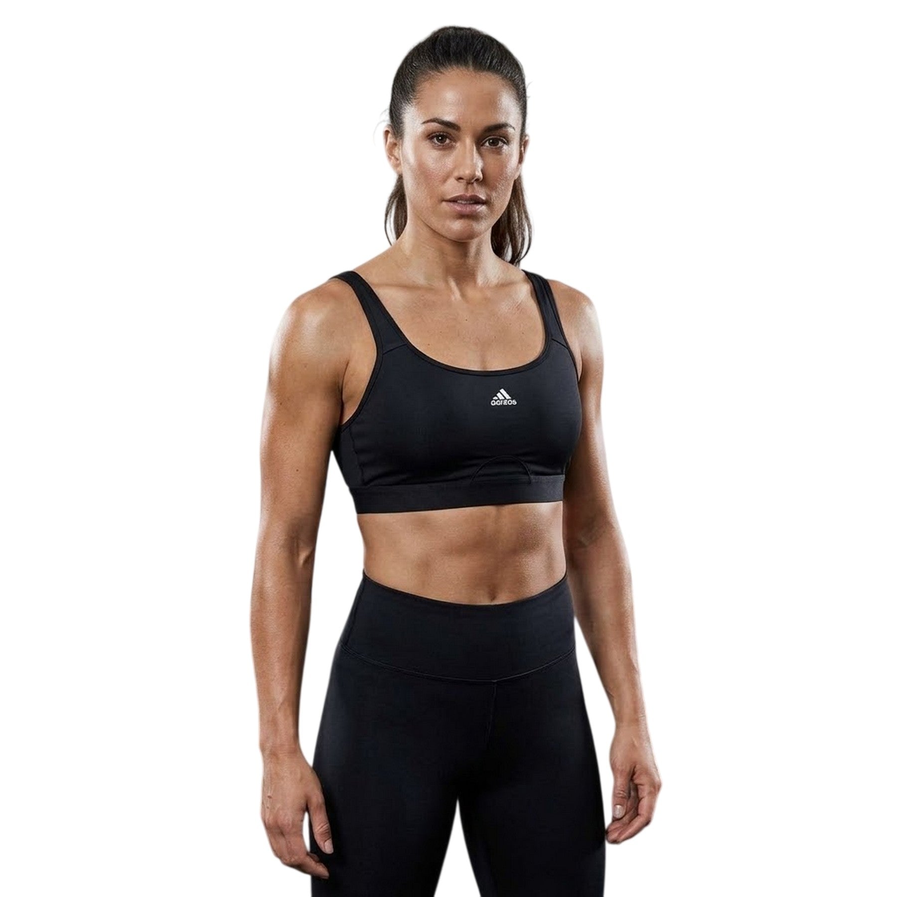Black - Side - Adidas Womens-Ladies TLRD Move Scoop Neck Sports Bra