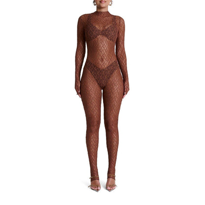 Brown Sugar - Front - Ward Womens-Ladies Lace Jumpsuit