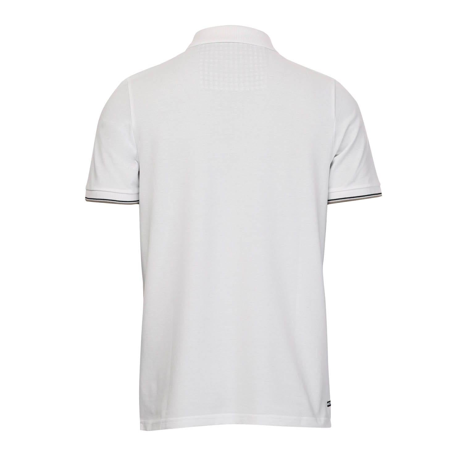 White - Back - Weekend Offender Mens Teresina Checked Trim Polo Shirt