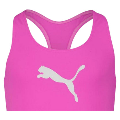 Fluorescent Pink - Side - Puma Girls Racerback One Piece Swimsuit