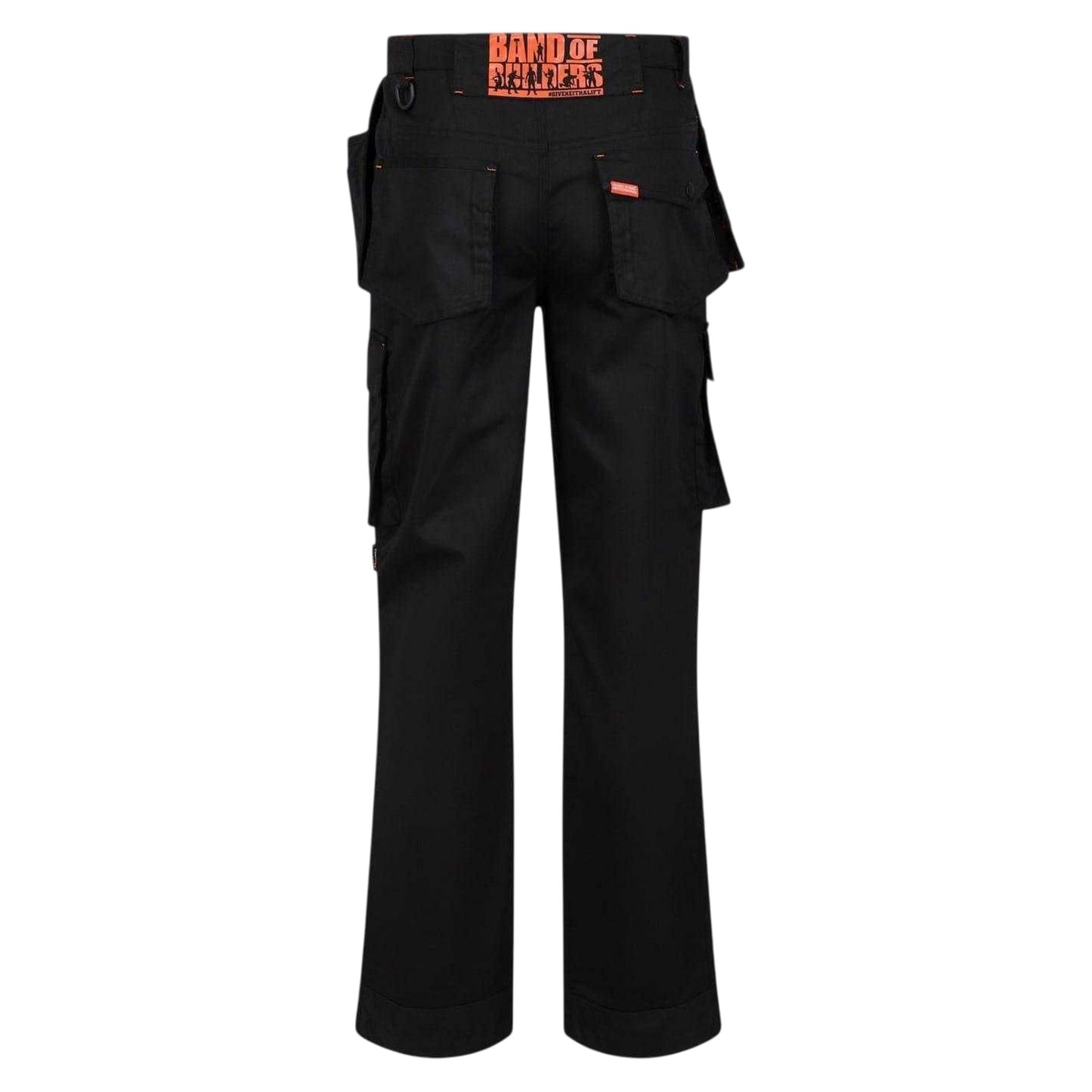 Black - Back - Band Of Builders Mens Work Cargo Trousers