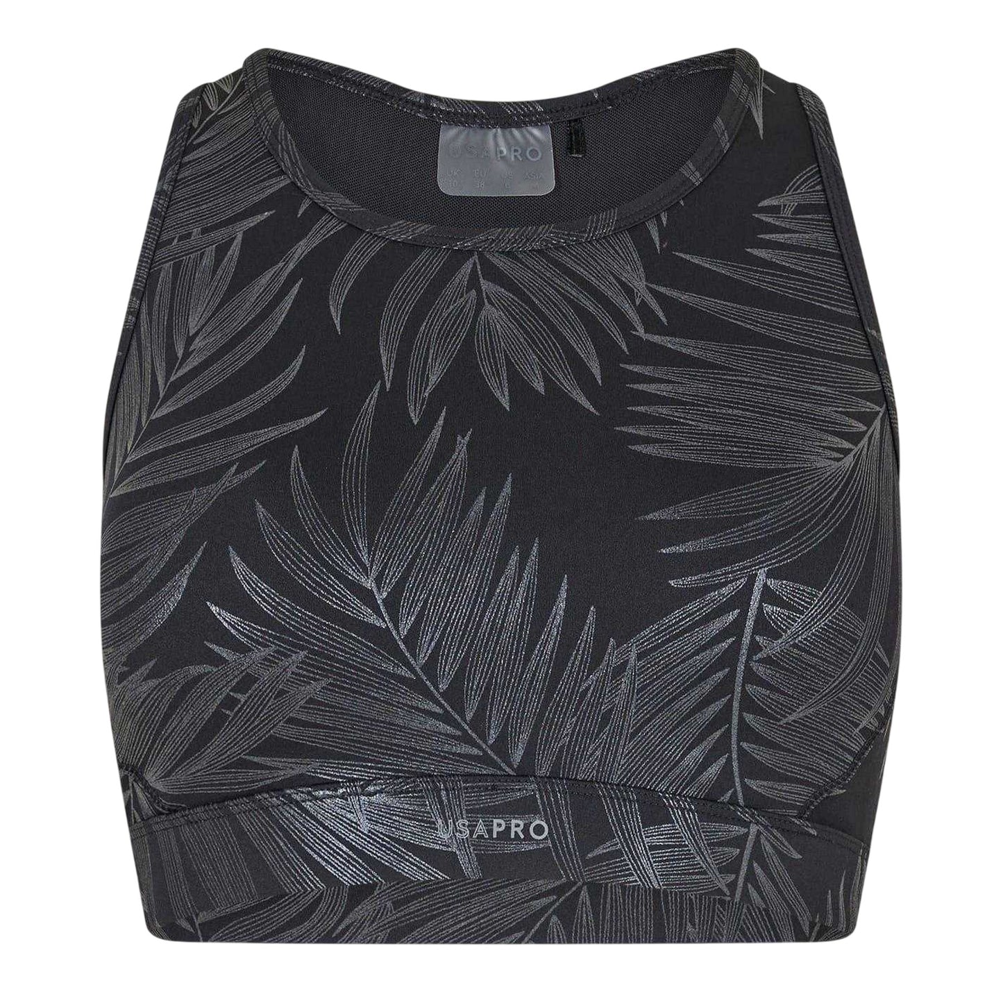 Black Gloss - Front - USA Pro Womens-Ladies Core Racer Back Scoop Neck Sports Bra