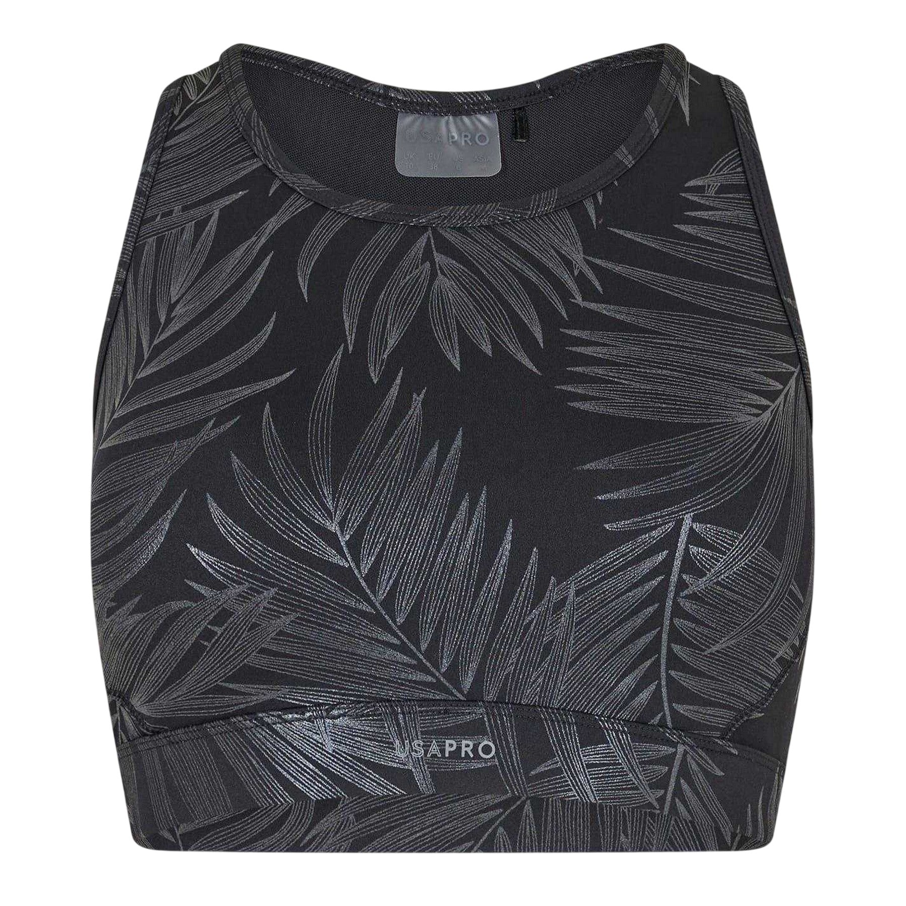 Black Gloss - Front - USA Pro Womens-Ladies Core Racer Back Scoop Neck Sports Bra