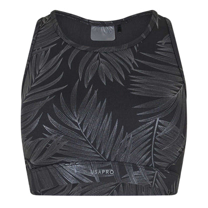 Black Gloss - Front - USA Pro Womens-Ladies Core Racer Back Scoop Neck Sports Bra