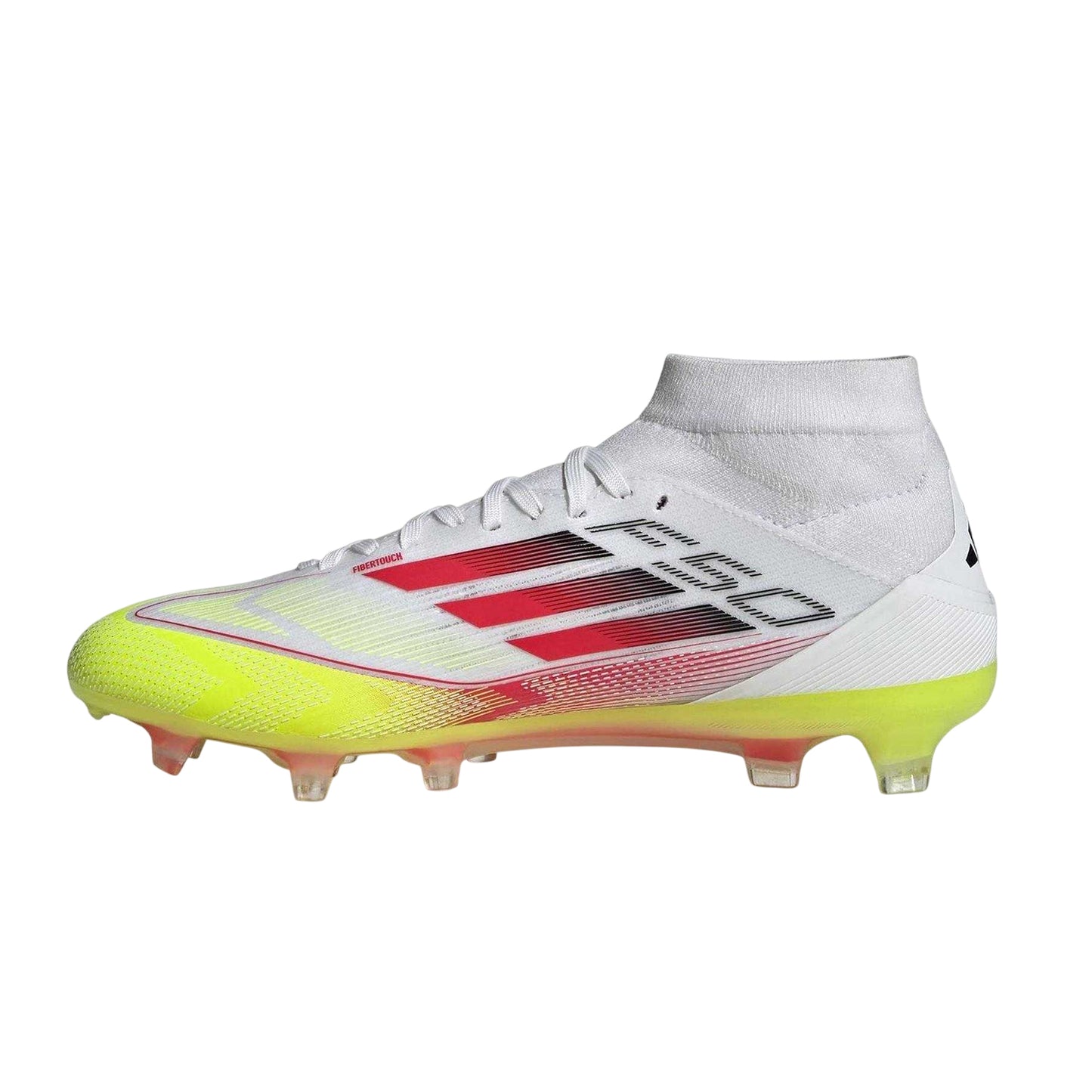 White-Red - Side - Adidas Womens-Ladies F50 Pro Mid Cut Flat Firm Ground Football Boots