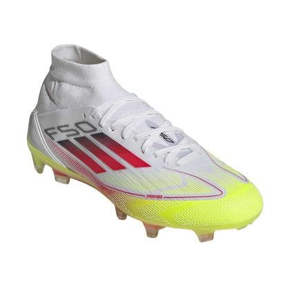 White-Red - Lifestyle - Adidas Womens-Ladies F50 Pro Mid Cut Flat Firm Ground Football Boots