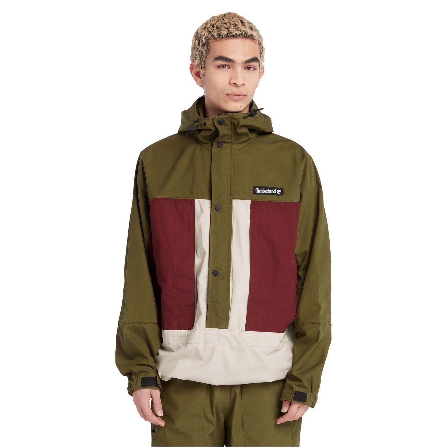 Dark Olive - Lifestyle - Timberland Mens Hooded Relaxed Fit Windbreaker