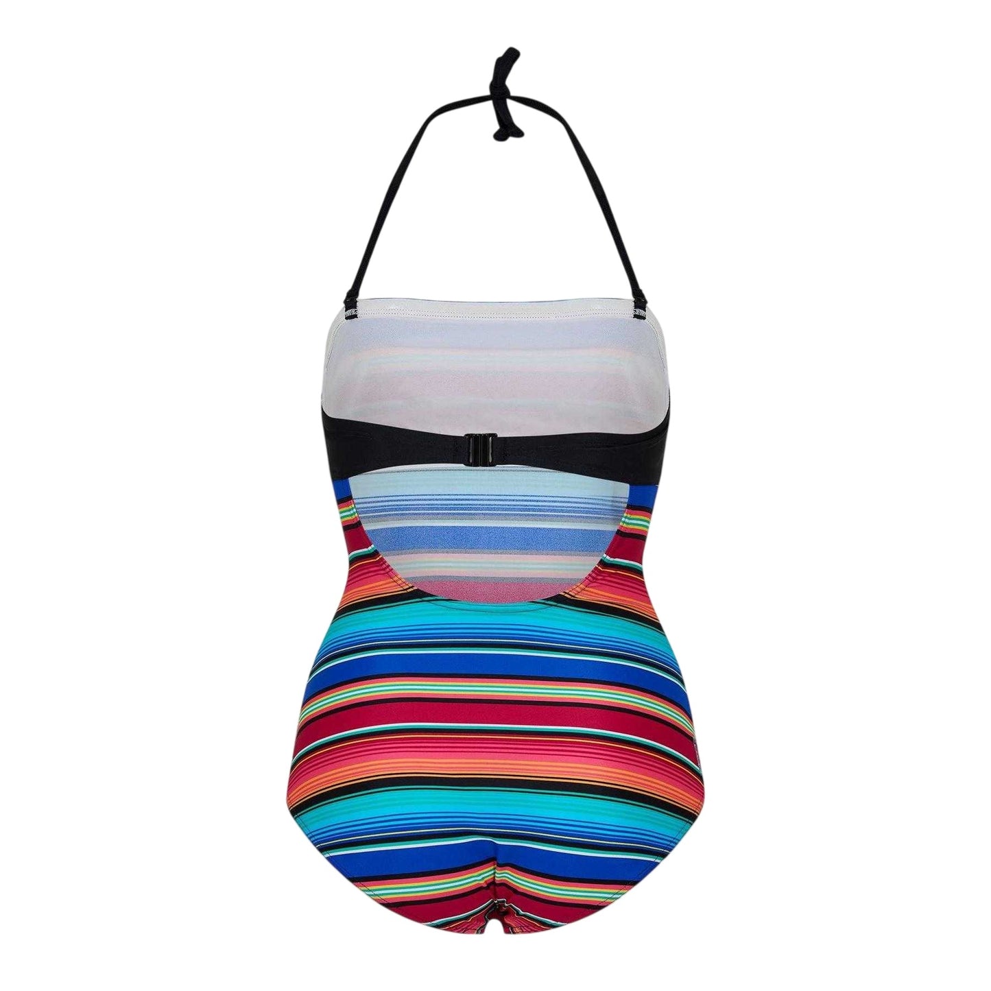 Multicoloured - Back - Zoggs Womens-Ladies Mexicali Striped Strapless One Piece Swimsuit