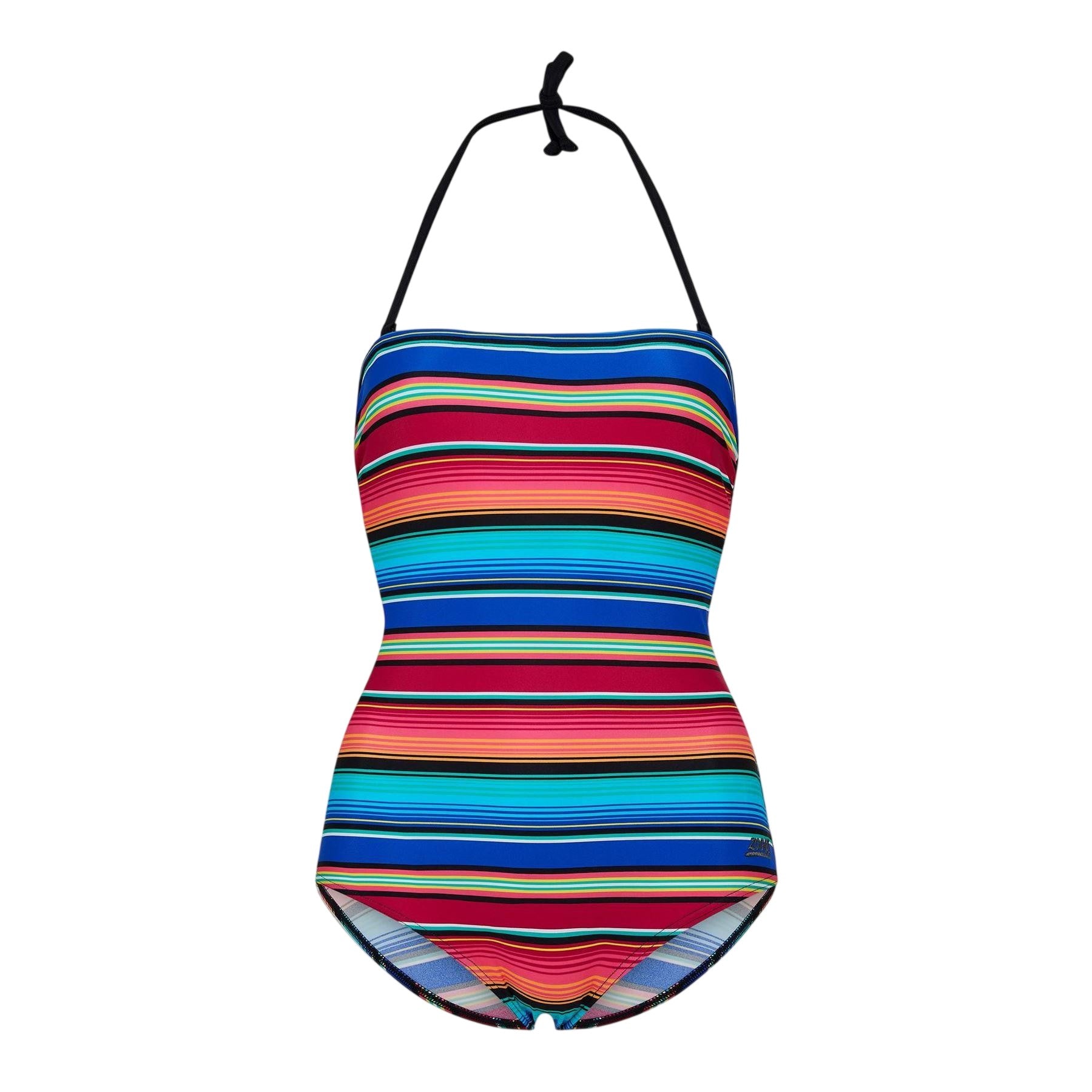 Multicoloured - Front - Zoggs Womens-Ladies Mexicali Striped Strapless One Piece Swimsuit