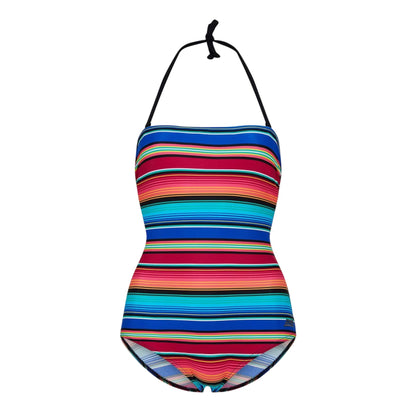 Multicoloured - Front - Zoggs Womens-Ladies Mexicali Striped Strapless One Piece Swimsuit