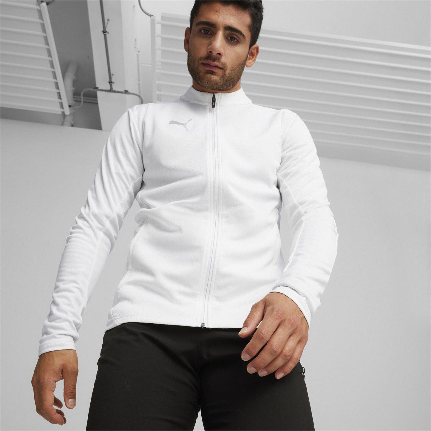 White-Silver - Side - Puma Mens TeamGoal Jacket