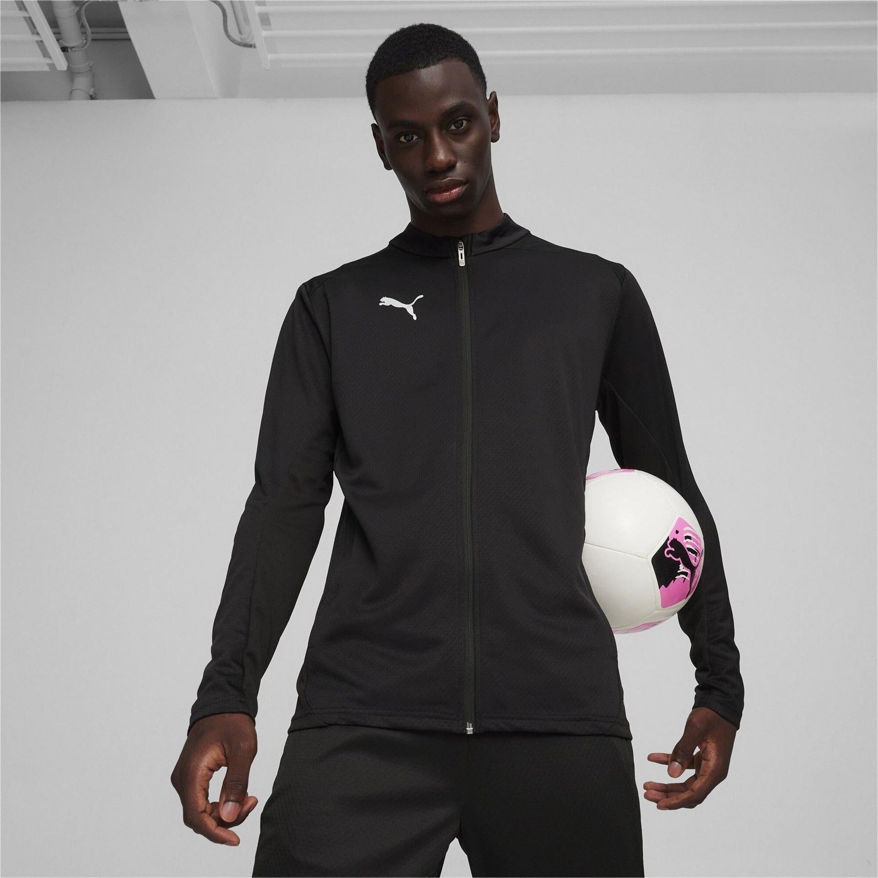 Black-Silver - Side - Puma Mens TeamGoal Jacket