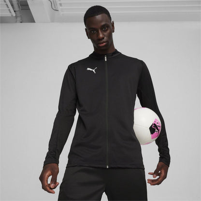 Black-Silver - Side - Puma Mens TeamGoal Jacket