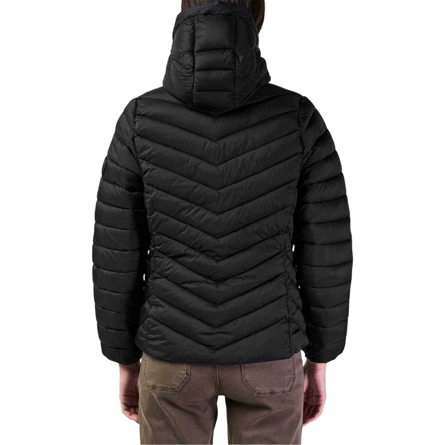 Black - Back - SoulCal Womens-Ladies Bubble Hooded Padded Jacket