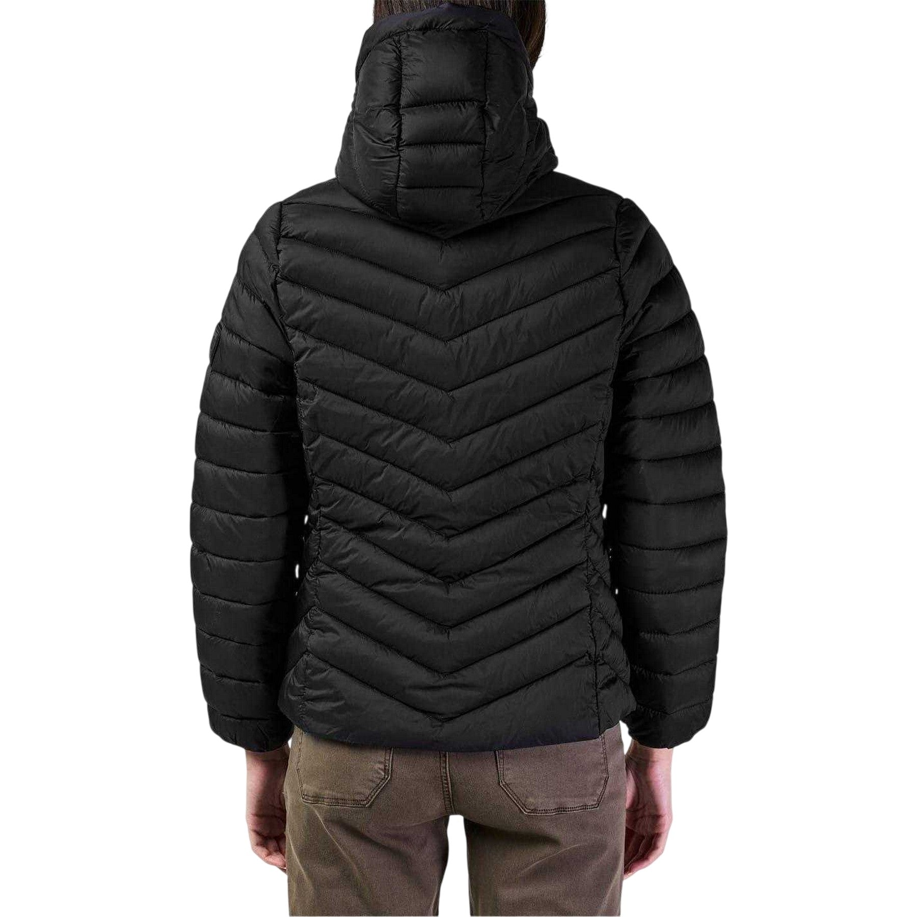 Black - Back - SoulCal Womens-Ladies Bubble Hooded Padded Jacket