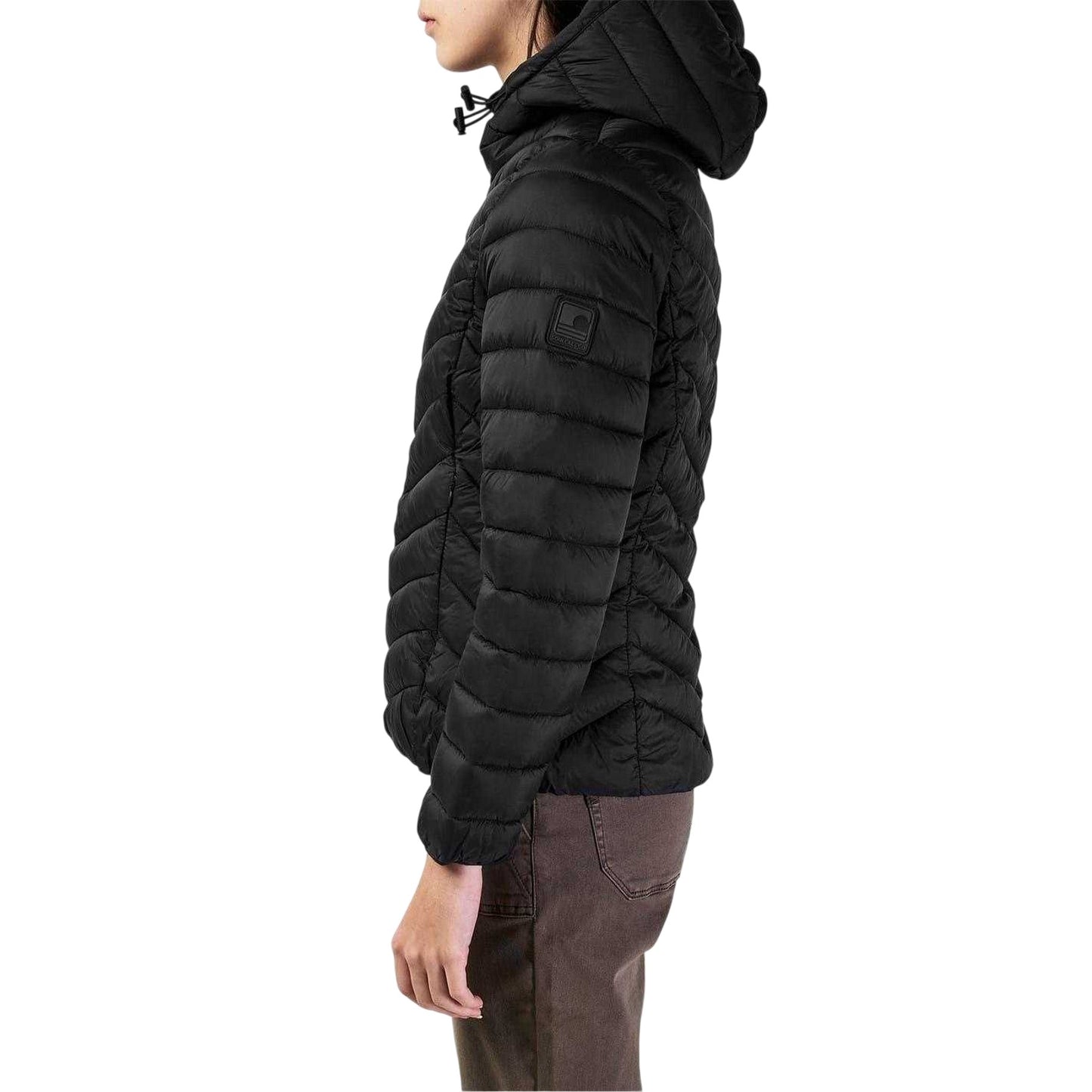 Black - Side - SoulCal Womens-Ladies Bubble Hooded Padded Jacket