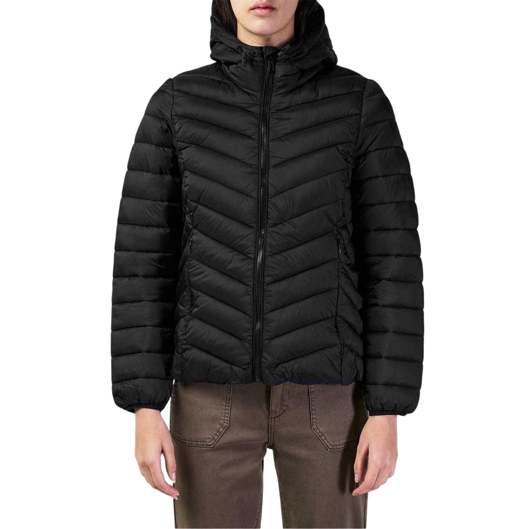 Black - Lifestyle - SoulCal Womens-Ladies Bubble Hooded Padded Jacket
