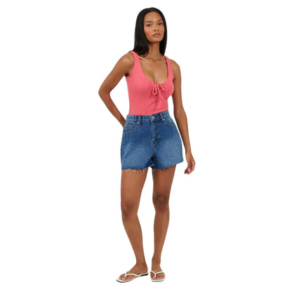 Pink - Lifestyle - Brave Soul Womens-Ladies Lace Up Bodysuit