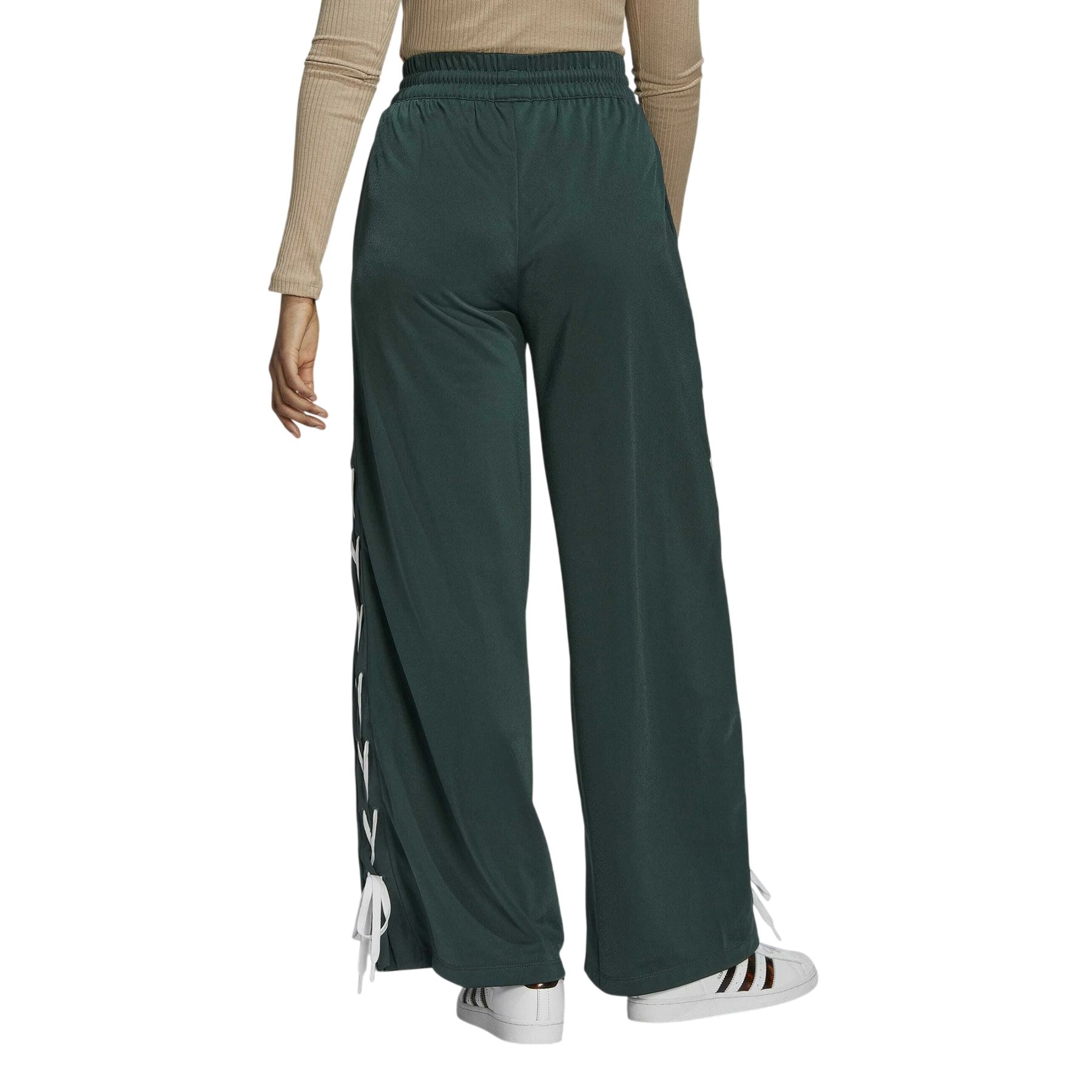 Mineral Green - Back - Adidas Womens-Ladies Lace Up Wide Leg Trousers
