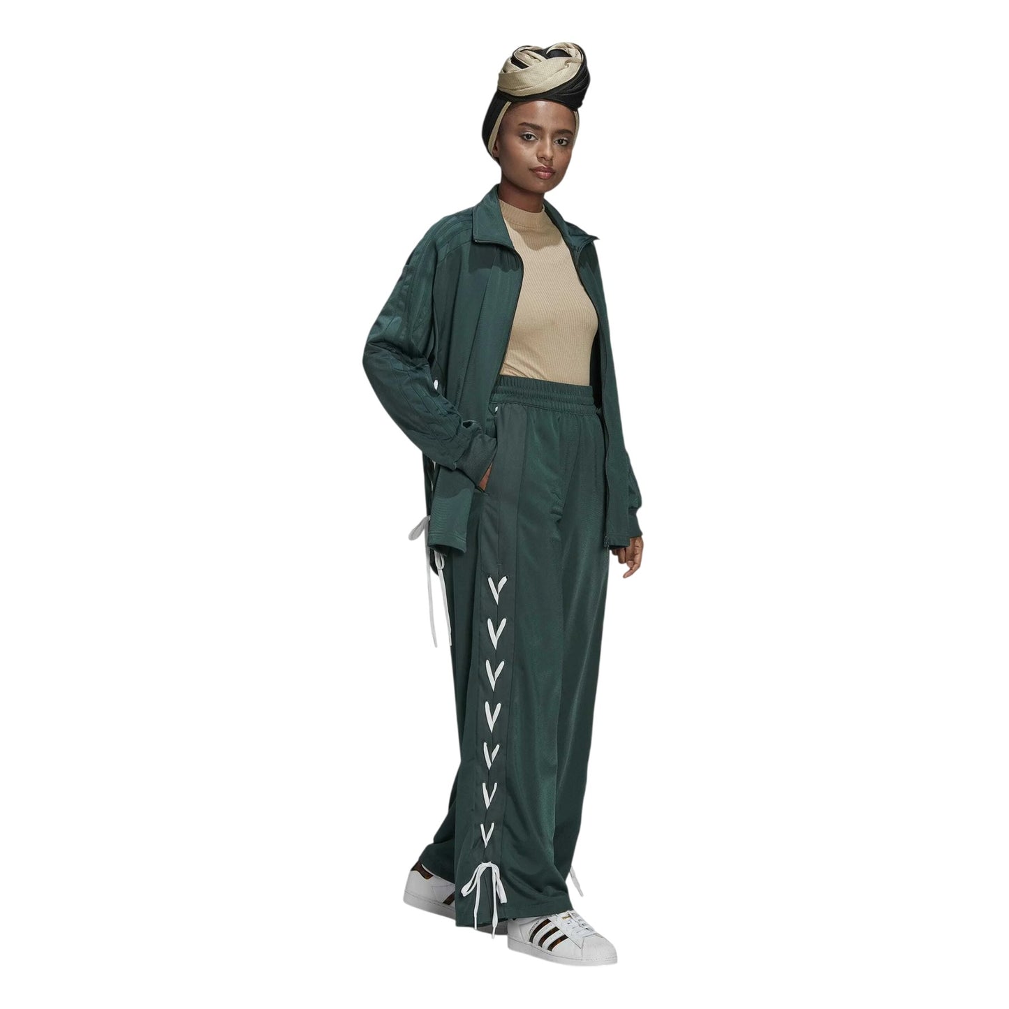 Mineral Green - Lifestyle - Adidas Womens-Ladies Lace Up Wide Leg Trousers