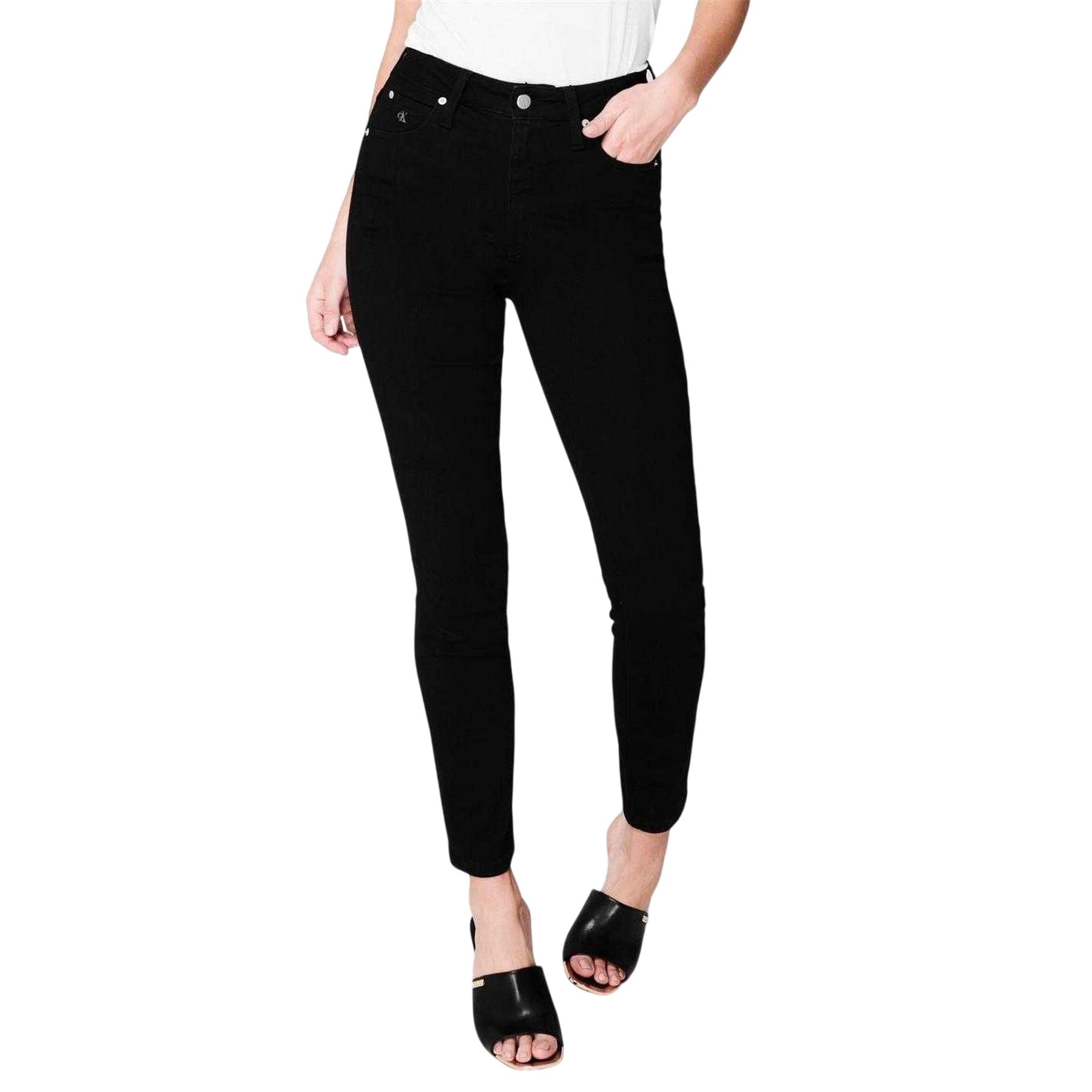 Black - Lifestyle - Calvin Klein Womens-Ladies High Rise Skinny Jeans