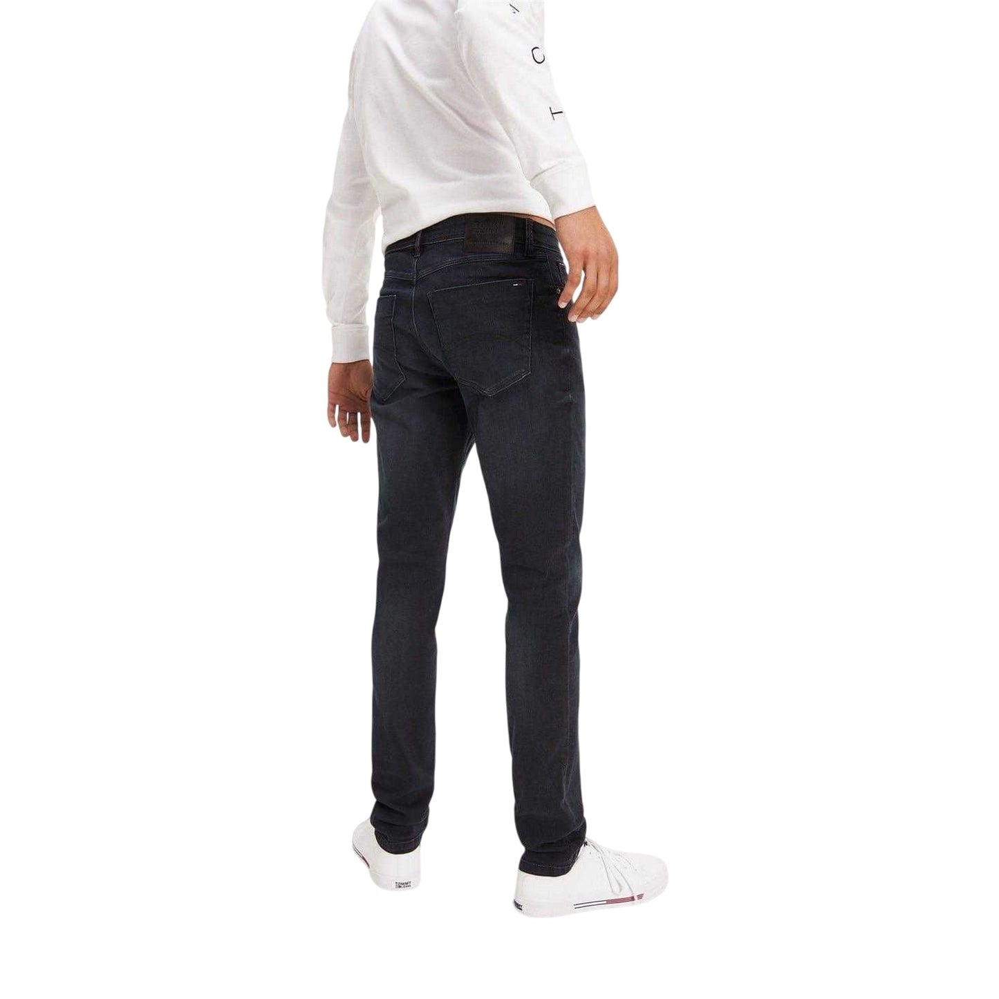Black - Side - Tommy Jeans Mens Austin Tapered Leg Slim Jeans