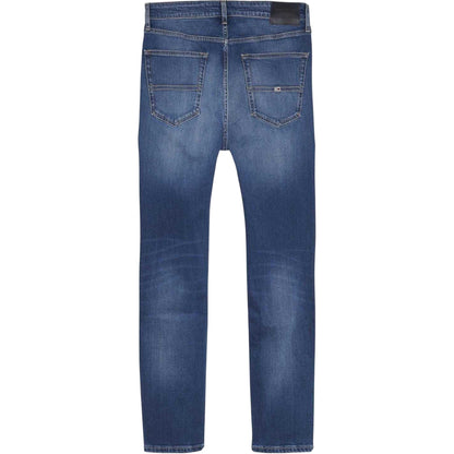 Mid Blue - Back - Tommy Jeans Mens Austin Tapered Leg Slim Jeans