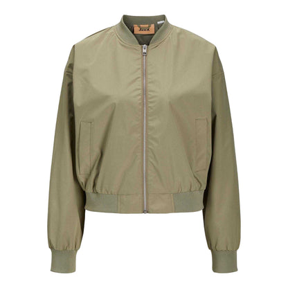 Aloe Green - Front - JJXX Womens-Ladies Ella Ribbed Bomber Jacket