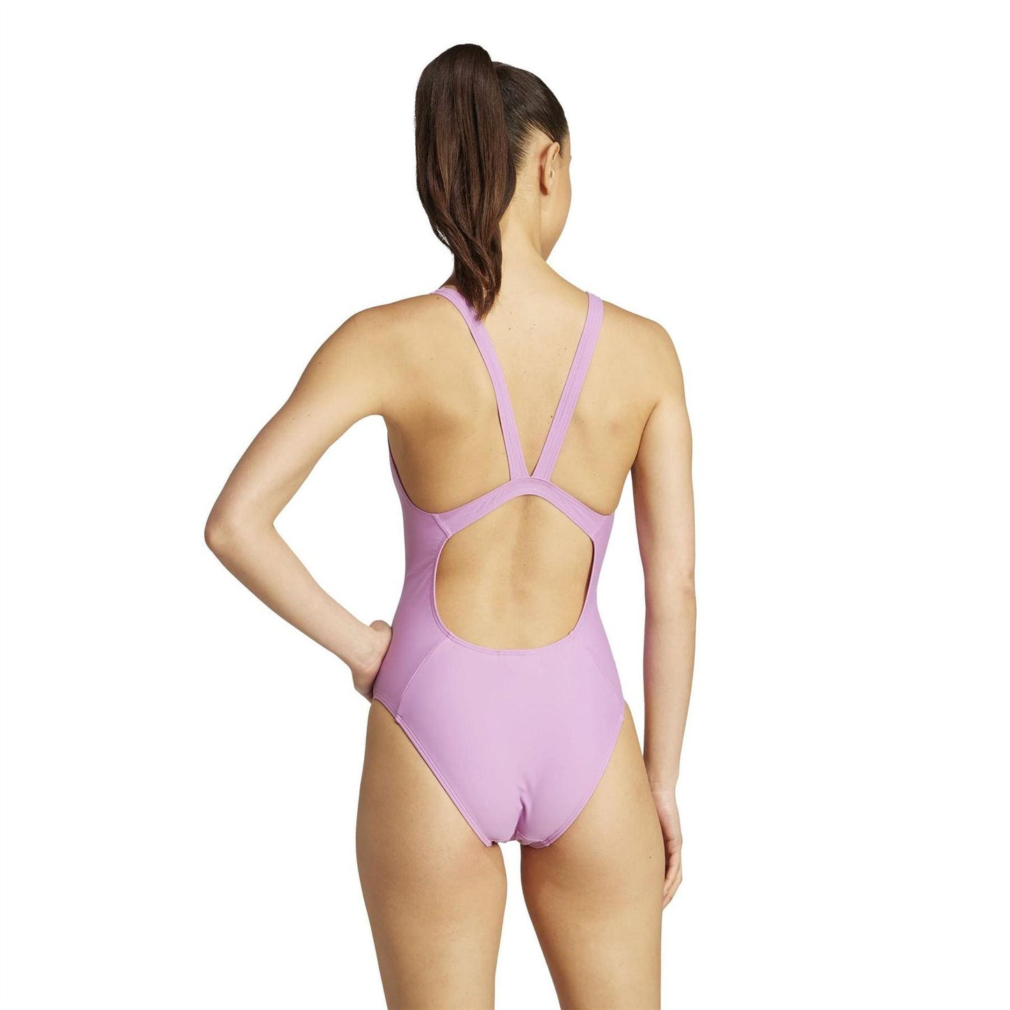 Purple - Back - Adidas Womens-Ladies Essential Logo One Piece Swimsuit