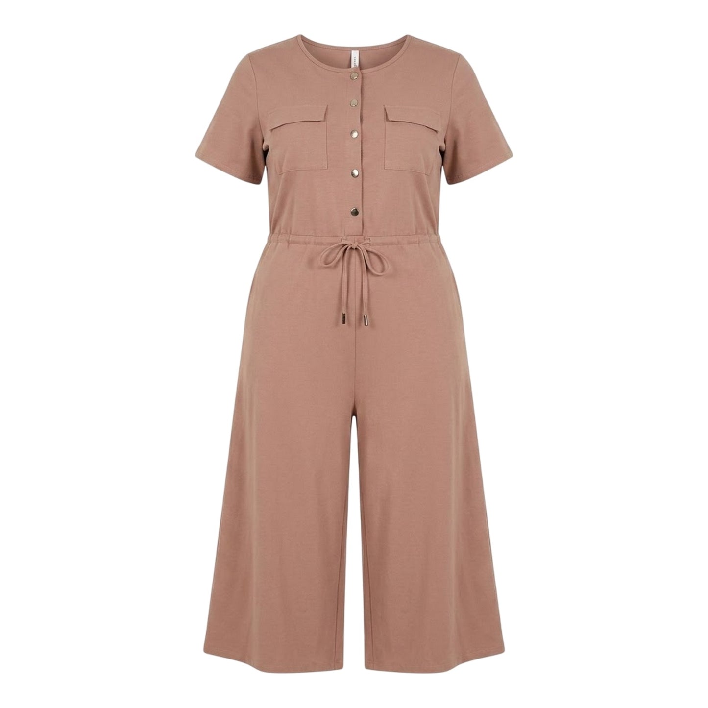 Mushroom - Front - Brave Soul Womens-Ladies Wide Leg Short-Sleeved Jumpsuit
