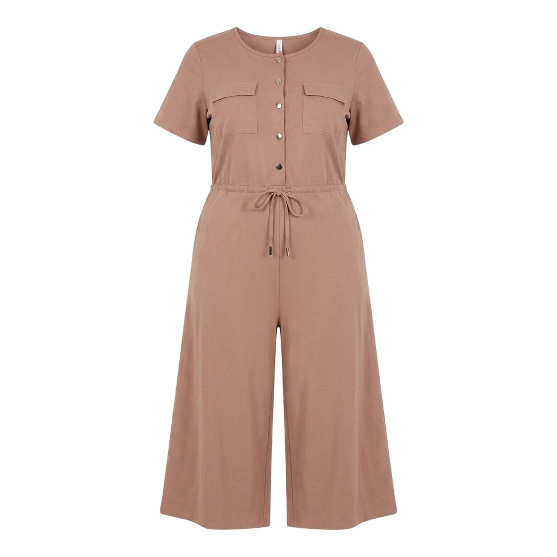 Mushroom - Front - Brave Soul Womens-Ladies Wide Leg Short-Sleeved Jumpsuit