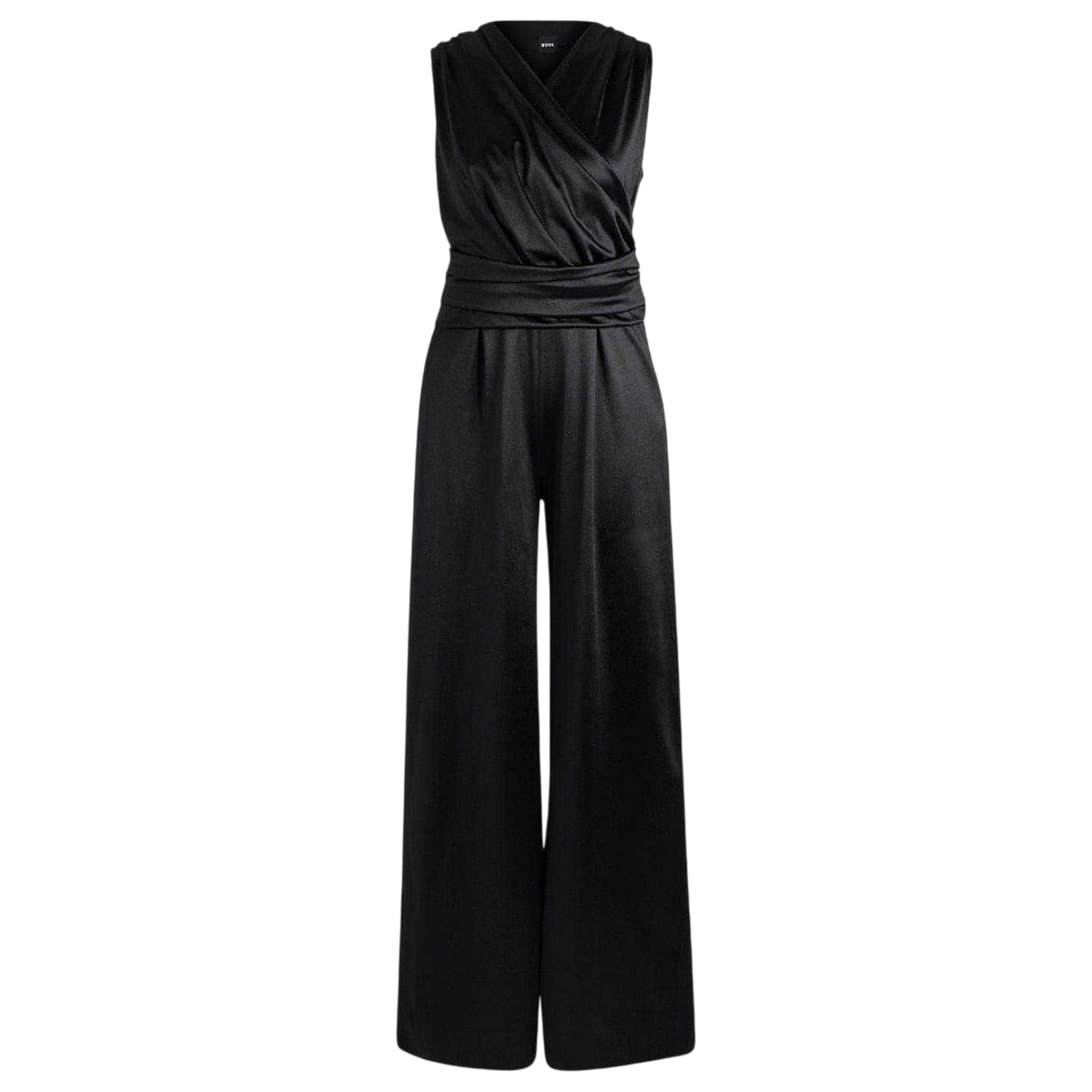 Black - Front - Boss Womens-Ladies Surplice Satin Wide Leg Sleeveless Formal Jumpsuit