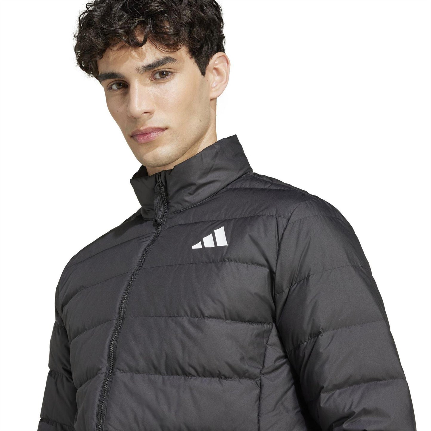 Black - Side - Adidas Mens Essentials Lite Lightweight Down Jacket