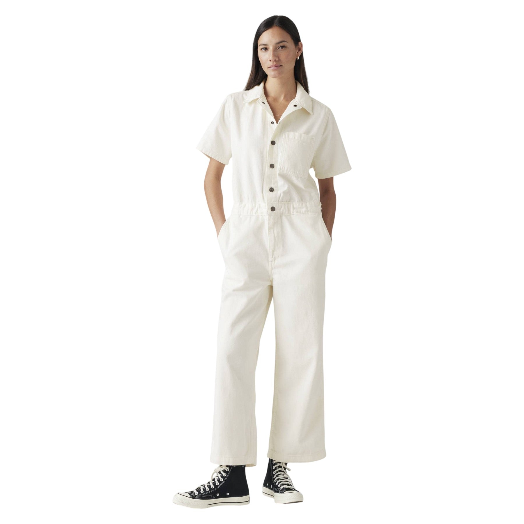 Off White - Side - Levis Womens-Ladies Heritage Collared Regular Jumpsuit