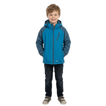 Teal - Side - Trespass Childrens-Kids Tuneful Waterproof Jacket