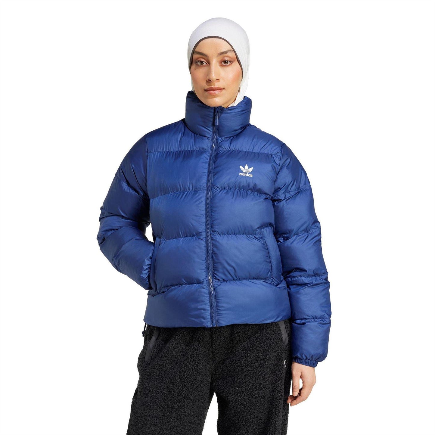 Dark Blue - Pack Shot - Adidas Womens-Ladies Originals Puffer Jacket