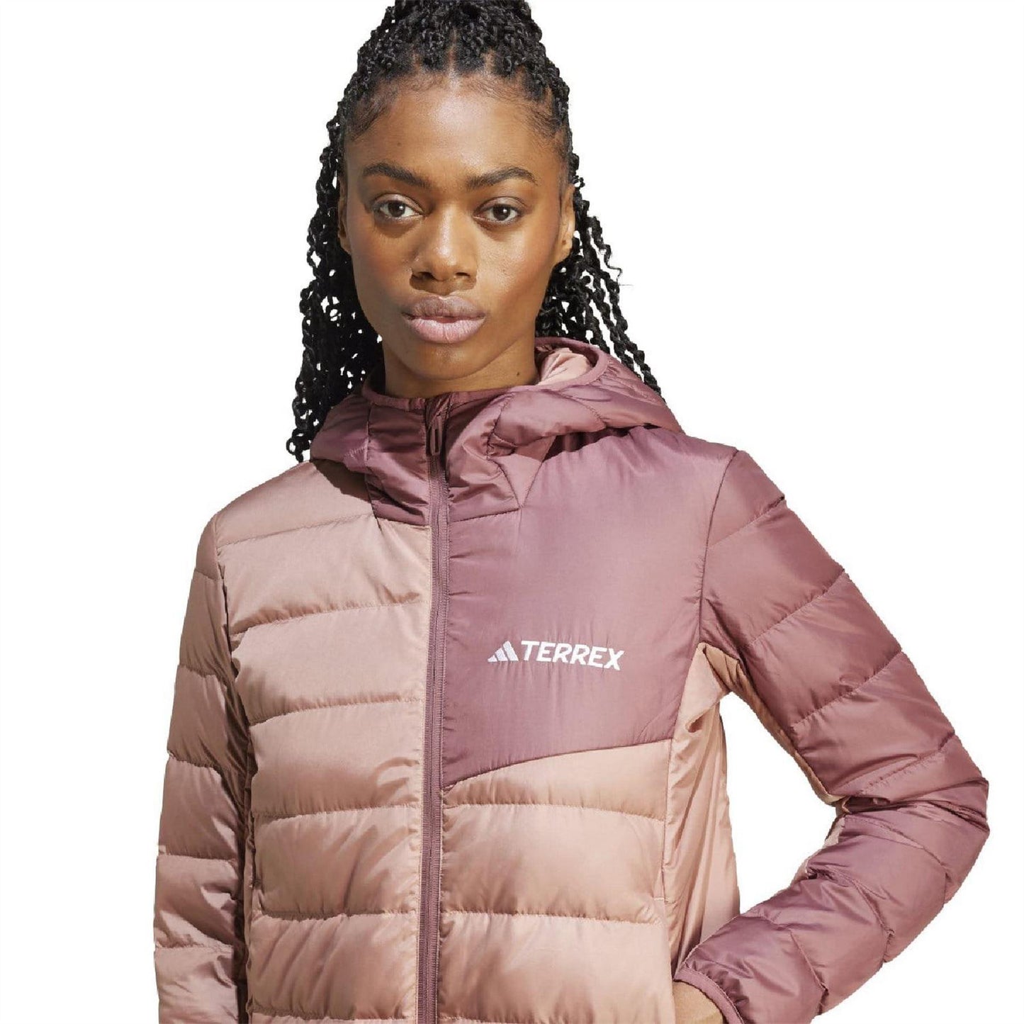 Beige - Side - Adidas Womens-Ladies Terrex Multi Recycled Polyester Lightweight Hooded Jacket