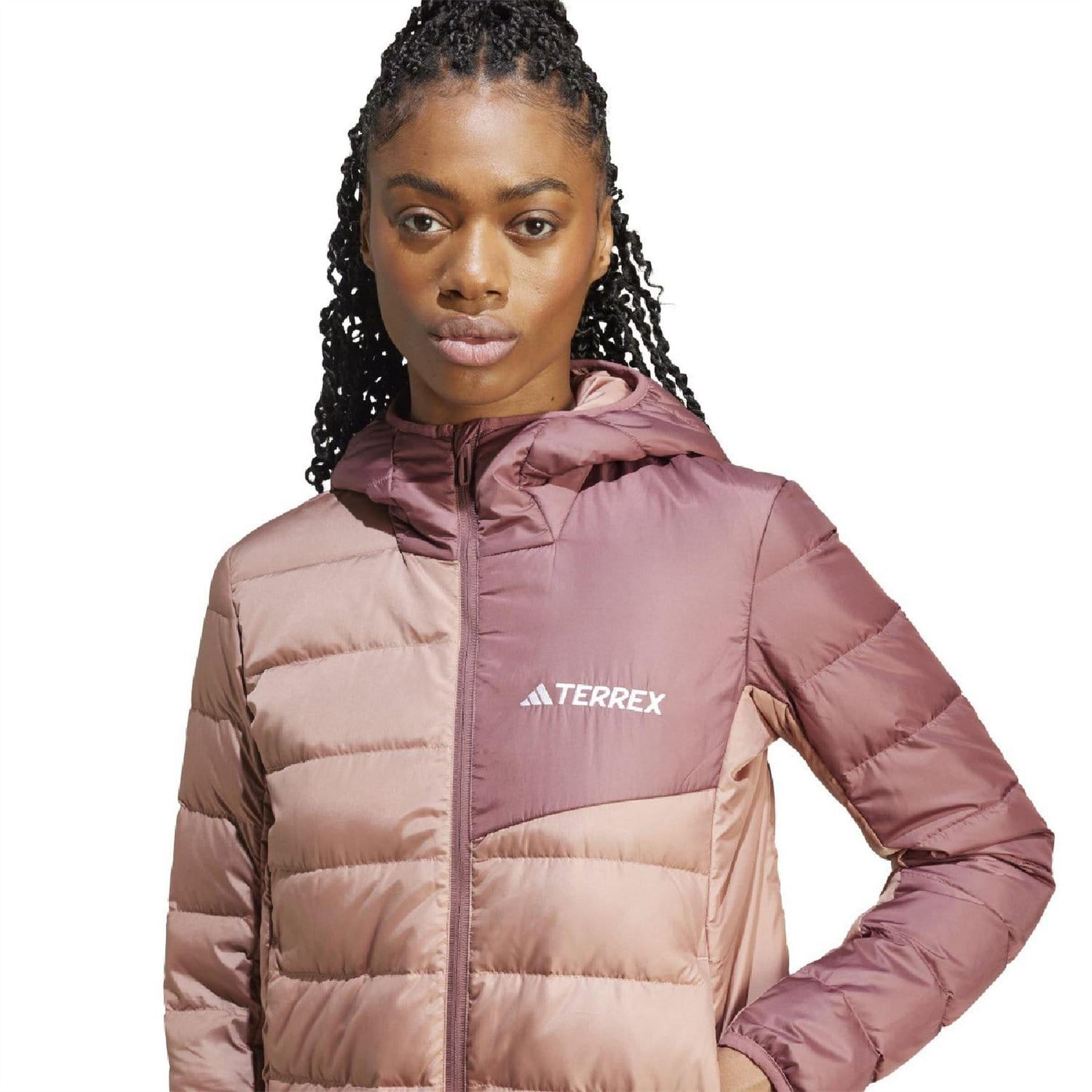 Beige - Side - Adidas Womens-Ladies Terrex Multi Recycled Polyester Lightweight Hooded Jacket