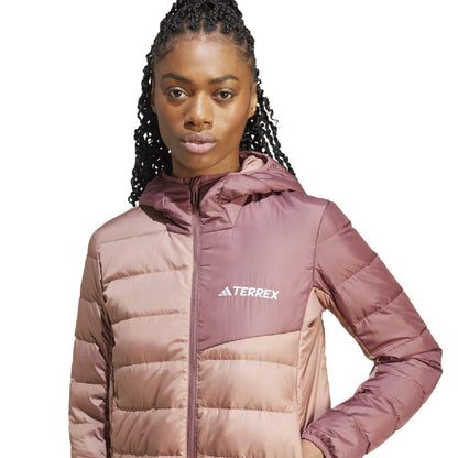 Beige - Side - Adidas Womens-Ladies Terrex Multi Recycled Polyester Lightweight Hooded Jacket