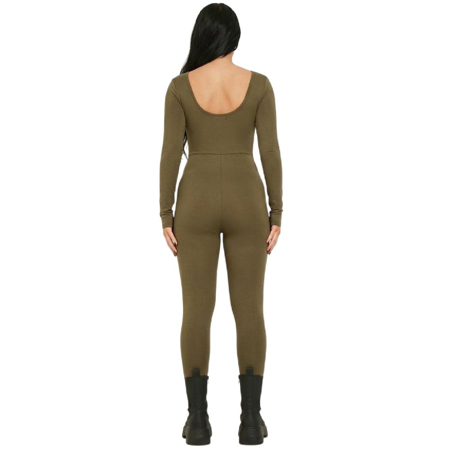 Khaki Green - Back - Missy Empire Womens-Ladies Wide Neck Jumpsuit