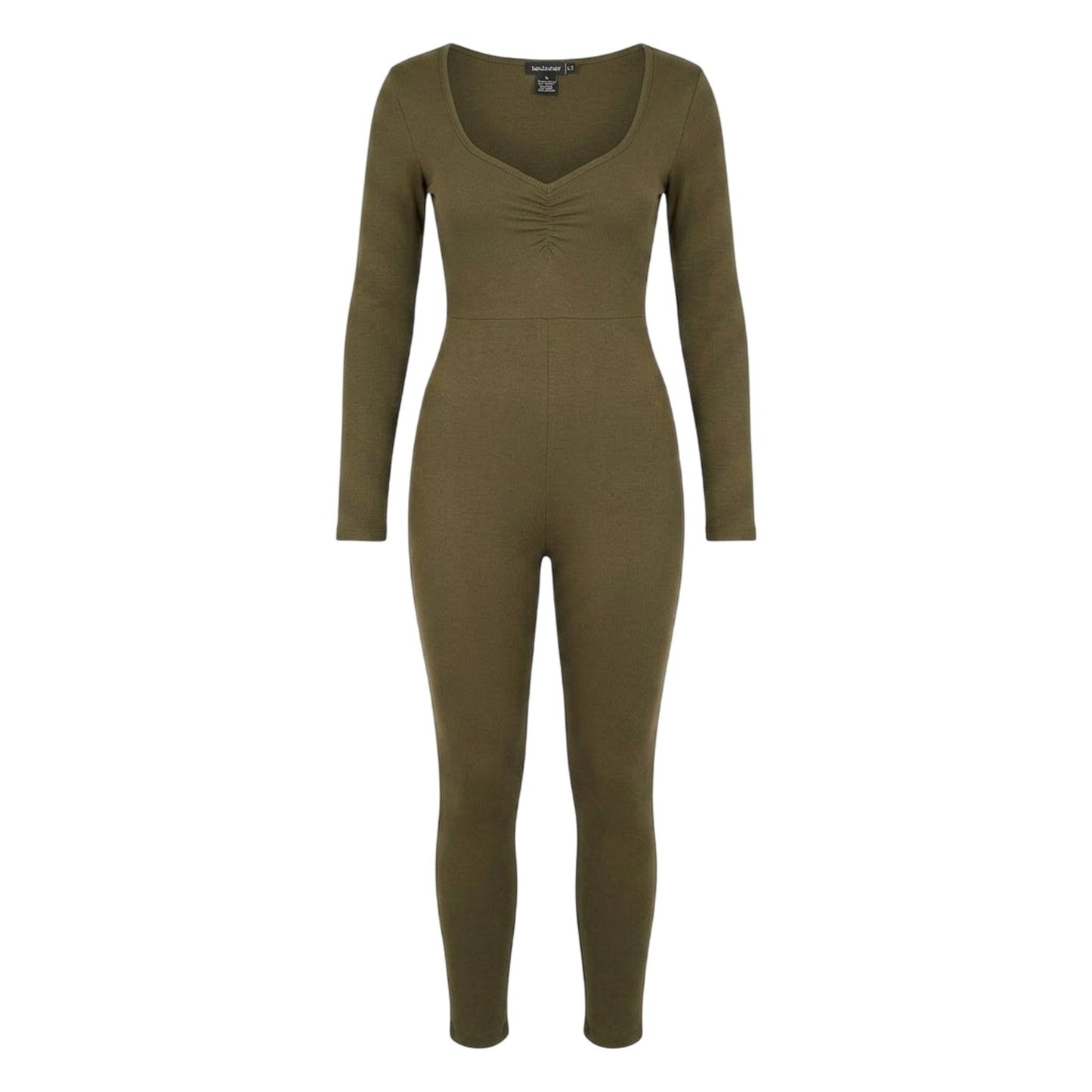 Khaki Green - Front - Missy Empire Womens-Ladies Wide Neck Jumpsuit