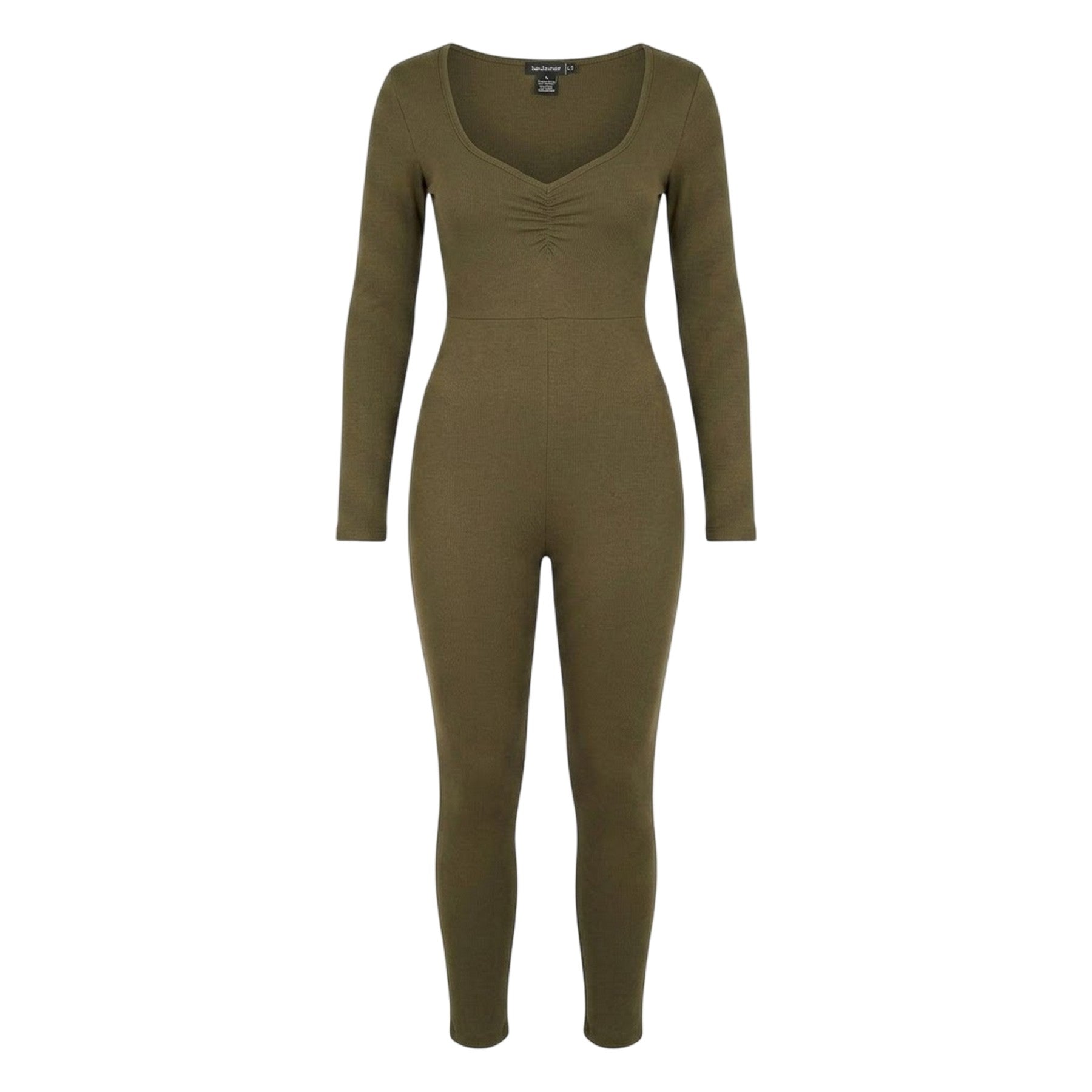 Khaki Green - Front - Missy Empire Womens-Ladies Wide Neck Jumpsuit