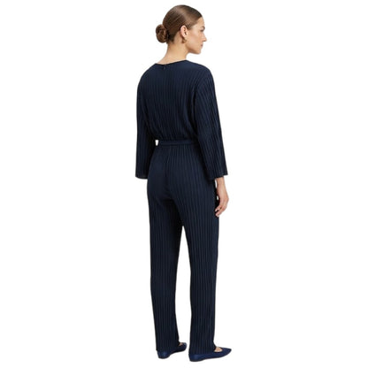 Blue - Back - Boss Womens-Ladies Pleated Regular Blouson Sleeve Jumpsuit