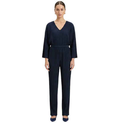 Blue - Side - Boss Womens-Ladies Pleated Regular Blouson Sleeve Jumpsuit