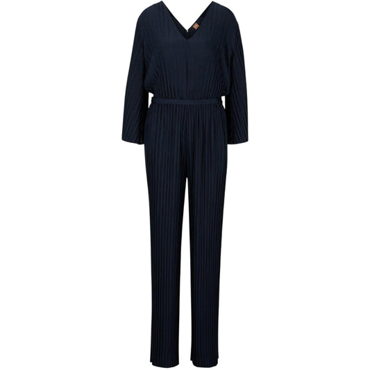Blue - Front - Boss Womens-Ladies Pleated Regular Blouson Sleeve Jumpsuit