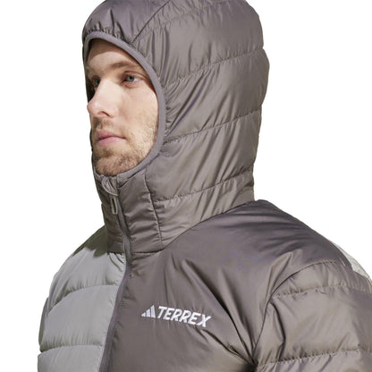 Solid Grey - Side - Adidas Mens Mt Down Ho J Hooded Athletic Down Jacket