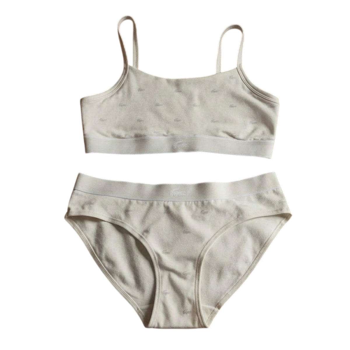 White - Front - Lacoste Womens-Ladies Logo Cotton Stretch Briefs